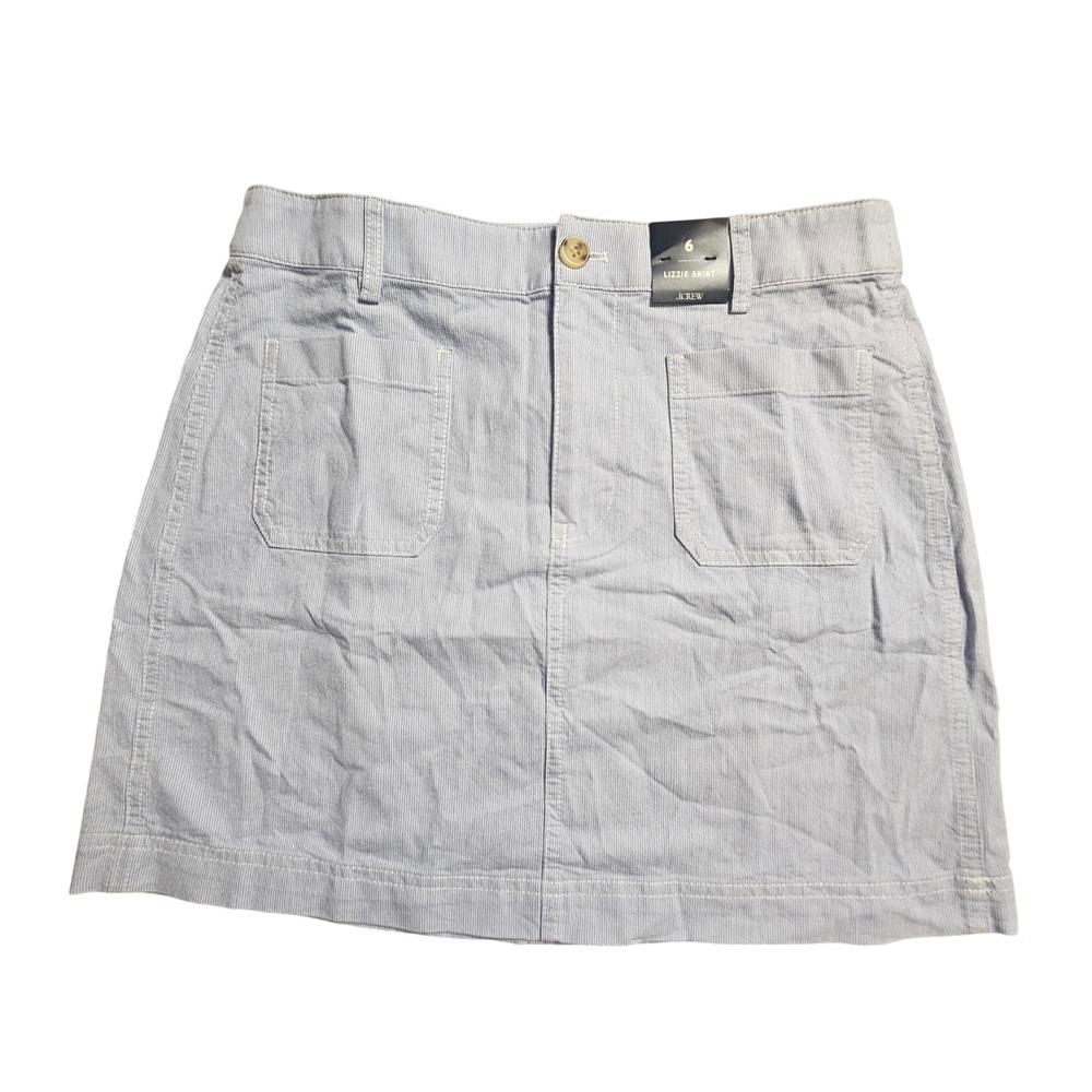 J.Crew Lizzie Patch Pocket Mini Skirt Womens 6 Striped Cotton Nautical CI913 NWT